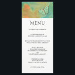 Menu Mariage Papillons et couleurs sud-ouest<br><div class="desc">Des tonalités turquoise,  turquoise,  orange et terre accentuées d'un papillon turquoise mettent en valeur cette belle carte mariage. Modifiez le texte avec vos éléments de menu.</div>