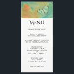 Menu Mariage Papillons et couleurs sud-ouest<br><div class="desc">Des tonalités turquoise,  turquoise,  orange et terre accentuées d'un papillon turquoise mettent en valeur cette belle carte mariage. Modifiez le texte avec vos éléments de menu.</div>