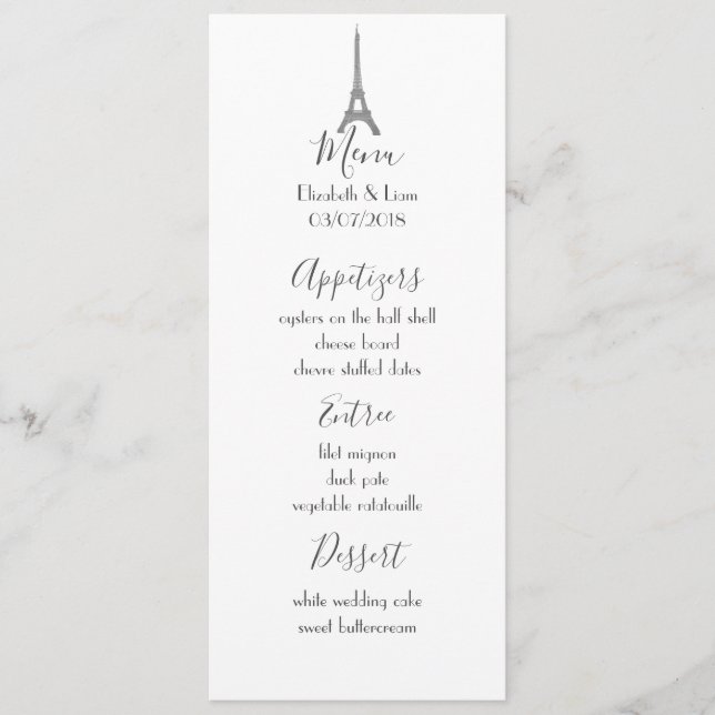 Menu Mariage parisien (Devant)