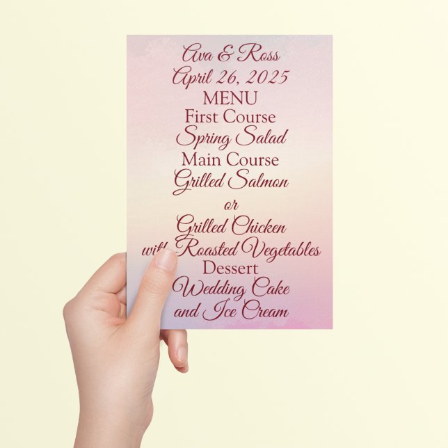 Menu Mariage Pastel Sunset (Créateur téléchargé)