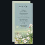 Menu Mariage Paysage de montagne Fleur sauvage aquarell<br><div class="desc">Une belle aquarelle fleur sauvage et paysage de montagne design mariage. Un design unique qui utilise des plantes fleurs sauvages d'aquarelle blanche et un paysage de montagne d'aquarelle en arrière - plan. Un design floral sauvage moderne avec des montagnes et des rivières au bord du lac. Un design élégant de...</div>