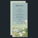Menu Mariage Paysage de montagne Fleur sauvage aquarell<br><div class="desc">Une belle aquarelle fleur sauvage et paysage de montagne design mariage. Un design unique qui utilise des plantes fleurs sauvages d'aquarelle blanche et un paysage de montagne d'aquarelle en arrière - plan. Un design floral sauvage moderne avec des montagnes et des rivières au bord du lac. Un design élégant de...</div>