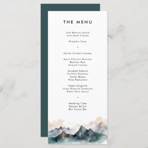 Menu Mariage paysager moderne Watercolor Mountain