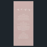 Menu Mariage peint par aquarelle élégante rose sombre<br><div class="desc">Rose sombre   menu peint élégant blanc de mariage d'aquarelle. Gamme moderne élégante de mariage avec la conception d'effet de peinture et le texte texturisés de manuscrit. Une partie d'une collection.</div>