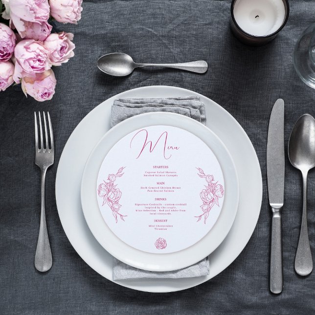Menu Mariage Peony Elegance (Créateur téléchargé)