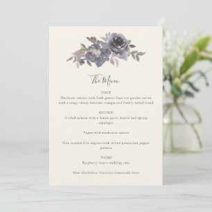 Menu Mariage personnalisé aquarelle florale violet pous