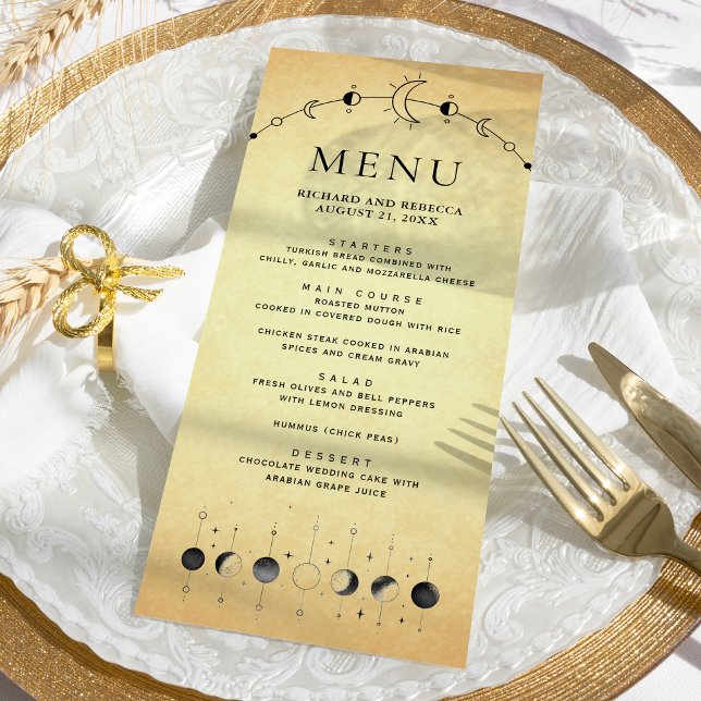 Menu Mariage Phases de la lune de croissant céleste vin (Créateur téléchargé)