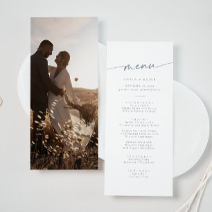 Menu Mariage photo Boho Chic Slate Blue