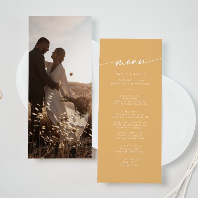 Menu Mariage photo Boho Chic Yellow Marigold (Créateur téléchargé)