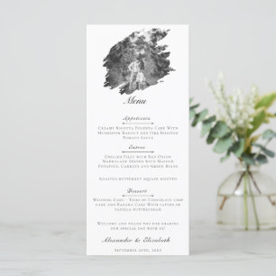 Menu Mariage photo moderne Brushstroke BLANCHE
