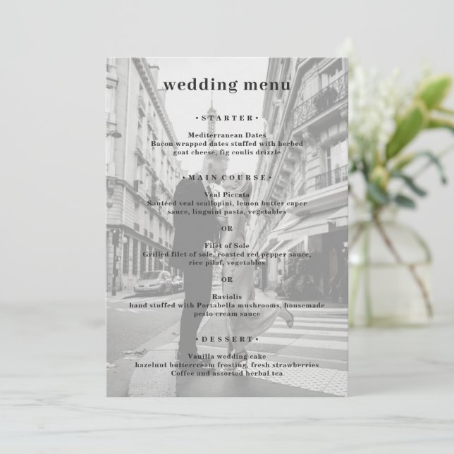 Menu Mariage photo moderne minimaliste (Debout devant)