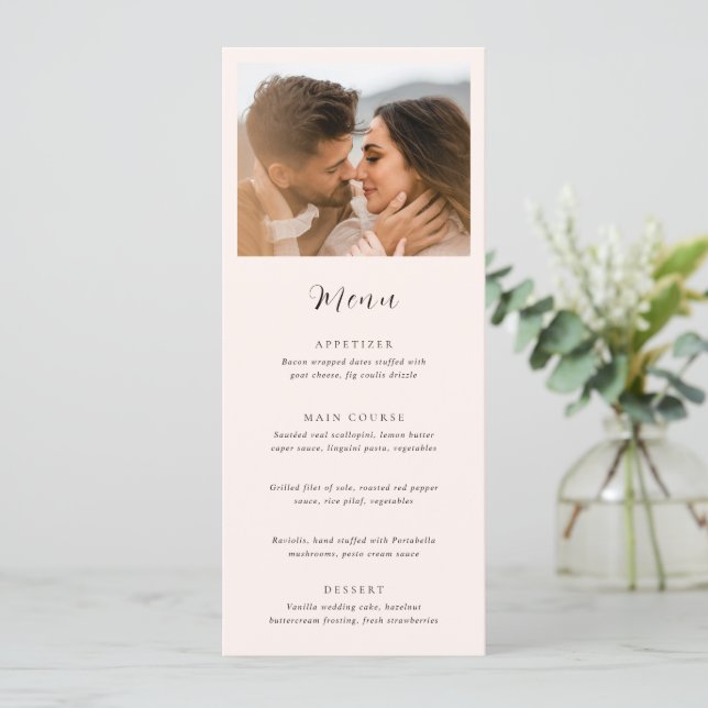 Menu Mariage Photo Neutre Moderne et Terne (Debout devant)