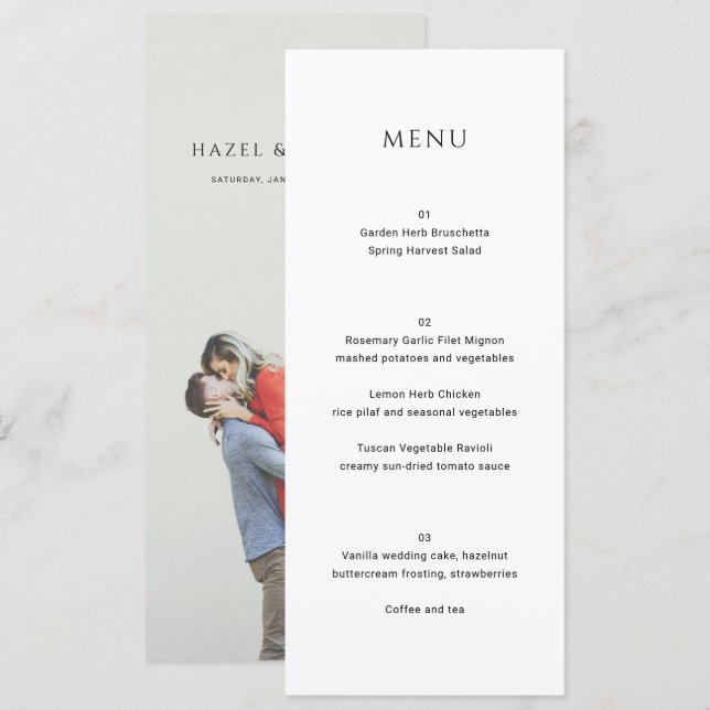 Menu Mariage Photo Simple Moderne (Devant / Derrière)