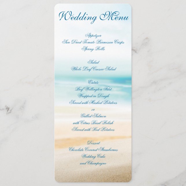 Menu Mariage Plage Invitations Personnalisées (Devant)