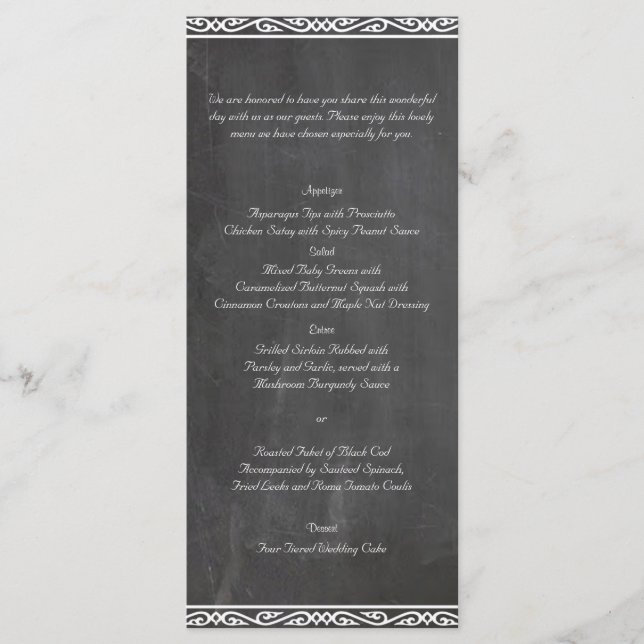 Menu Mariage Posh Chalkboard (Devant)