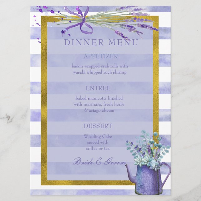 Menu Mariage Provence Lavande violet (Devant)