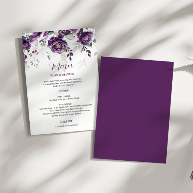 Menu Mariage Purple Plum Peonies (Créateur téléchargé)