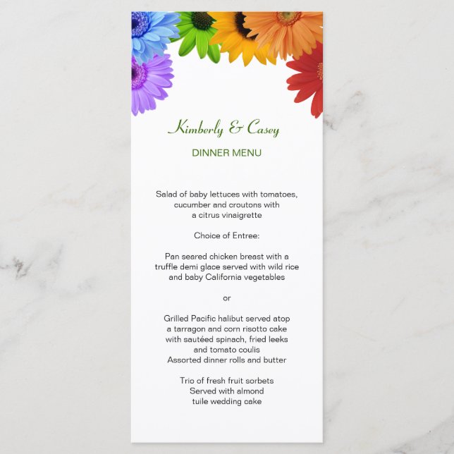 Menu Mariage Rainbow Bouquet (Devant)