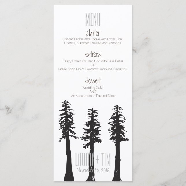 Menu mariage Redwood Trees (Devant)