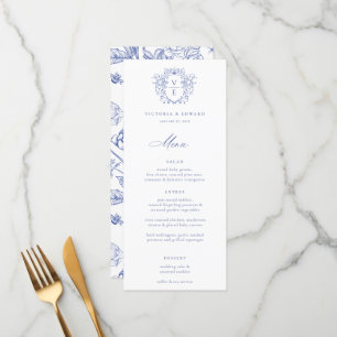 Menu Mariage Regency Blue Crest Monogram