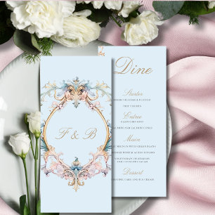 Menu mariage Regency Era Blue Monogram Monogramme