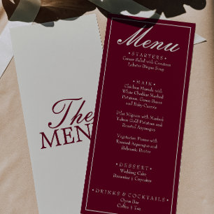 Menu Mariage rétro argenté burgundy brun argenté
