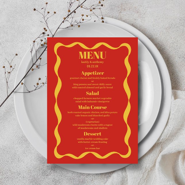 Menu Mariage rétro Coquette Bow (Créateur téléchargé)