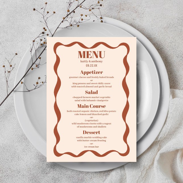 Menu Mariage rétro Coquette Bow (Créateur téléchargé)