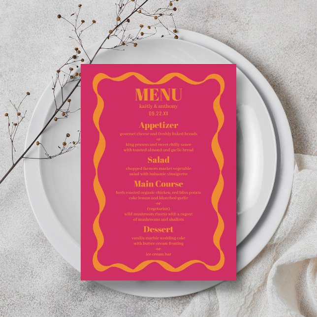 Menu Mariage rétro Coquette Bow (Créateur téléchargé)
