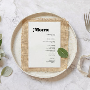 Menu Mariage rétro élégant noir et blanc