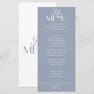Menu Mariage Rétro Élégant Poussiéreux Bleu Vieille For
