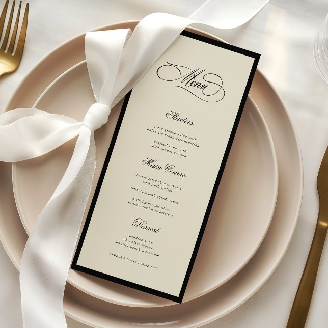 Menu Mariage rétro ivory & black dans l'esprit Old Mone (Créateur téléchargé)