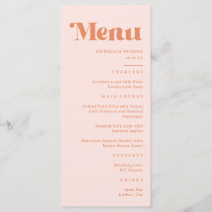 Menu Mariage rétro pêche et crème