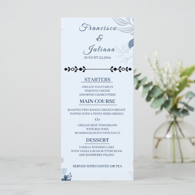 Menu Mariage romantique au bord de l'eau (Debout devant)