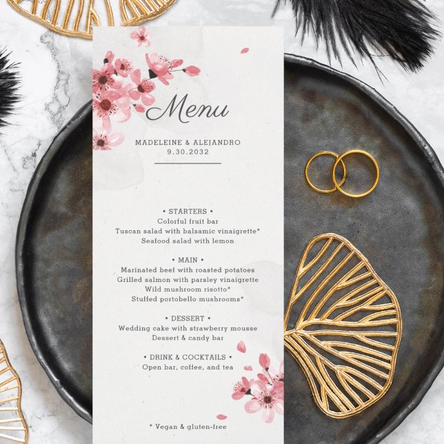 Menu mariage romantique aux fleurs de cerisiers ro (Créateur téléchargé)