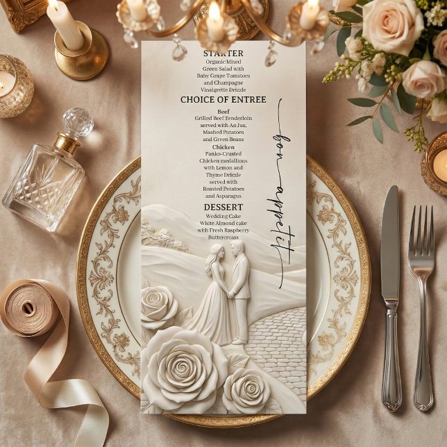 Menu Mariage Romantique dans un Jardin Crème Néoclassiq (Créateur téléchargé)
