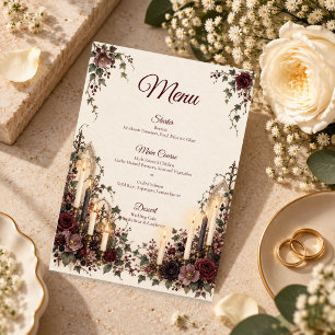 Menu Mariage romantique gothique aux chandelles