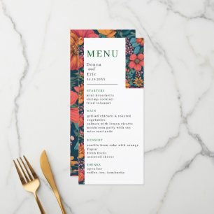 Menu Mariage romantique rose vintage