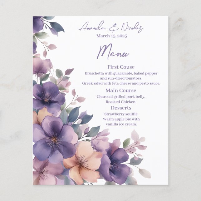 Menu mariage rose (Devant)