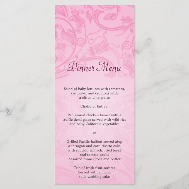Menu Mariage Rose (Devant)