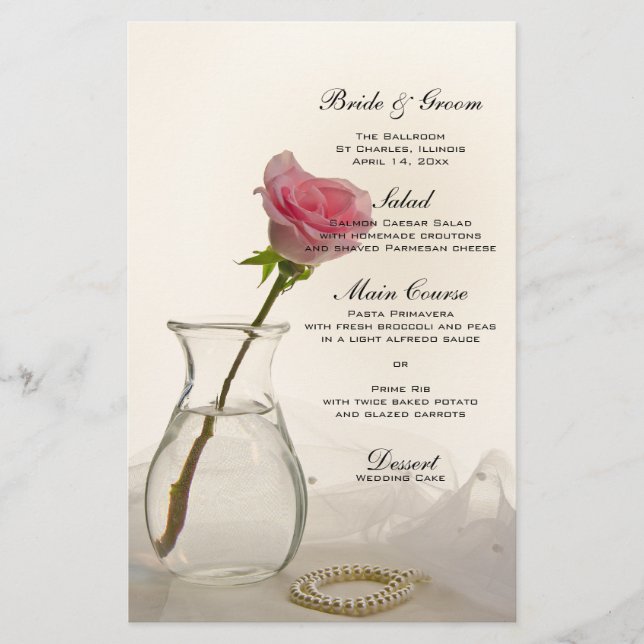 Menu Mariage Rose and White Pearl (Devant)