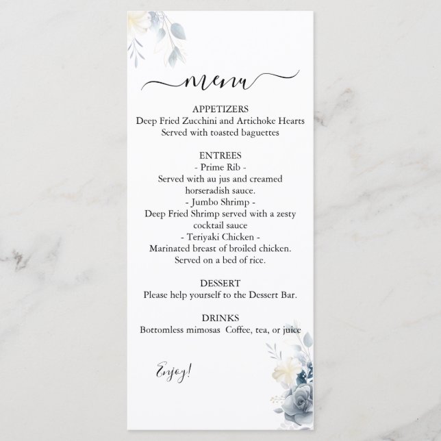 Menu Mariage Rose aquarelle (Devant)