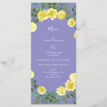 Menu Mariage Rose bleu clair Jaune