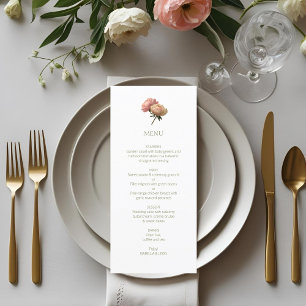 Menu Mariage Rose Chic Blanc