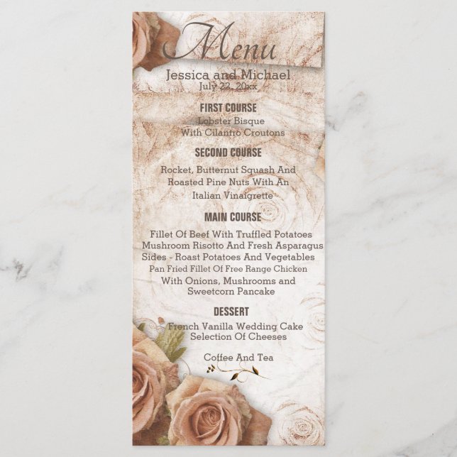 Menu Mariage Rose couleur Peach souple (Devant)