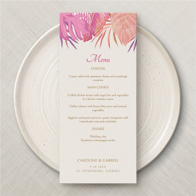 Menu Mariage rose de plage Tropical (Créateur téléchargé)
