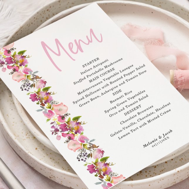 Menu mariage Rose Floral (Créateur téléchargé)