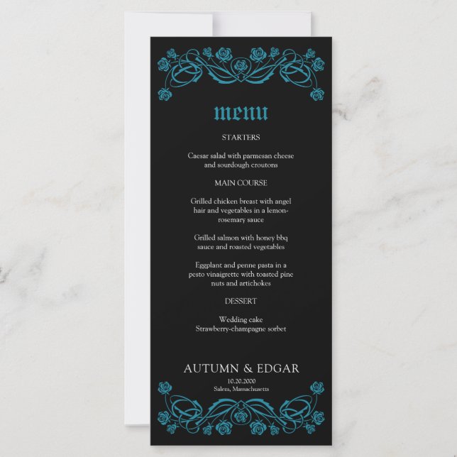 Menu Mariage Rose gothique (Devant)