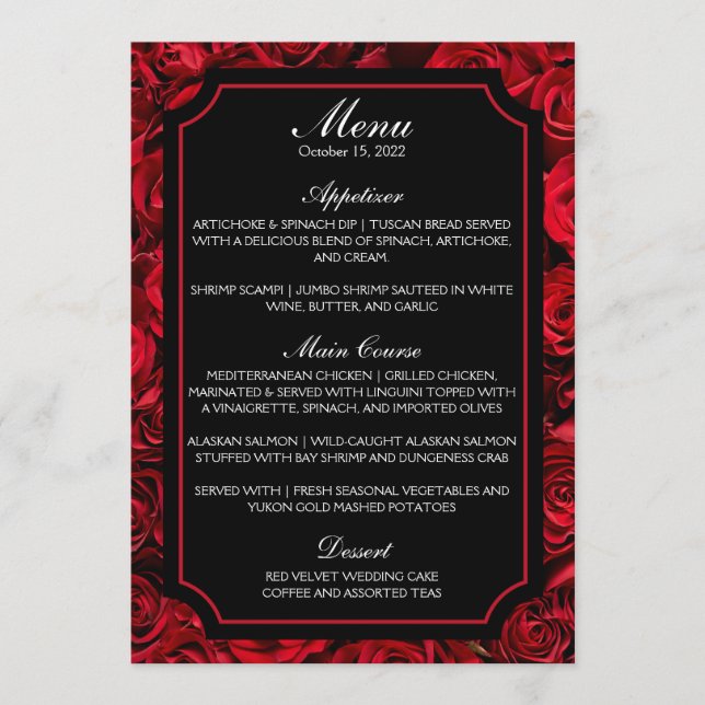Menu Mariage Rose gothique (Devant)