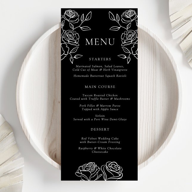 Menu Mariage Rose Noir Et Blanc Premium (Créateur téléchargé)